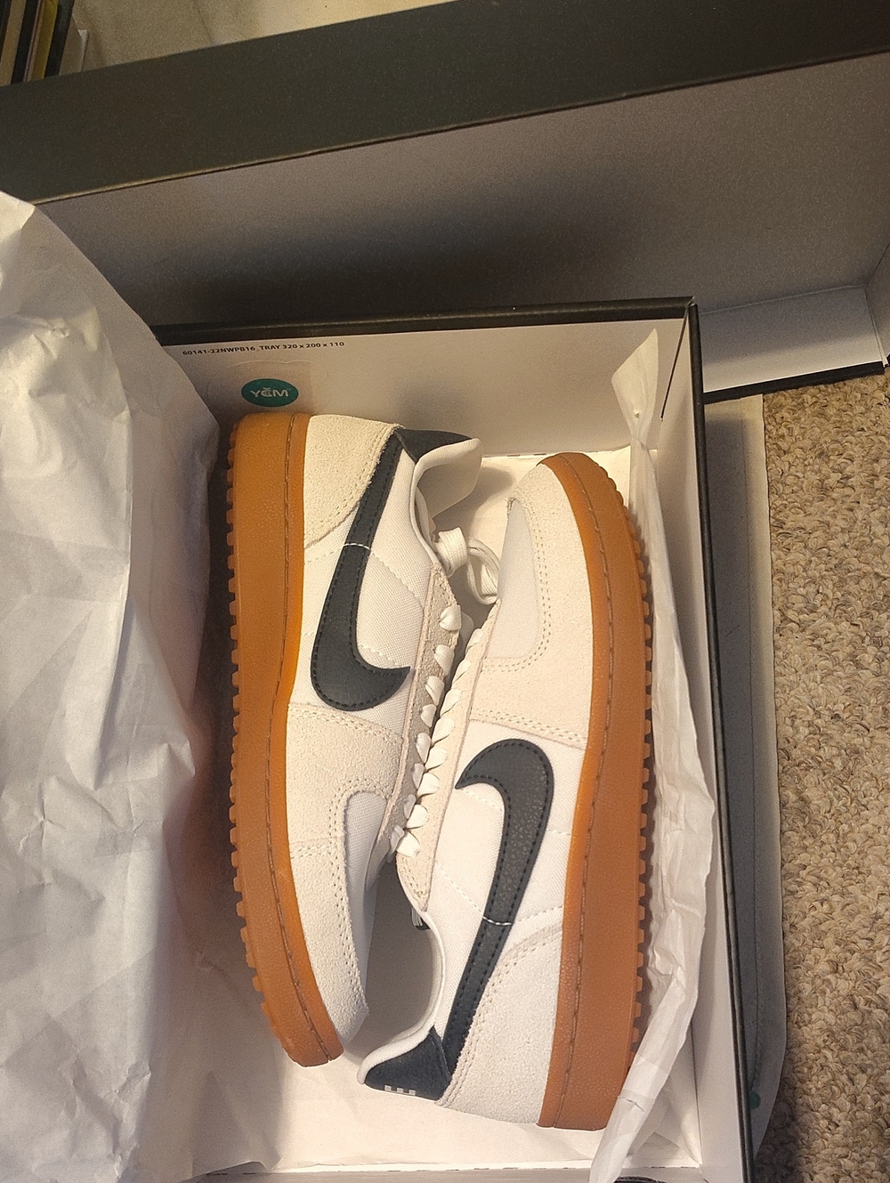 Nike Low-Top Sneakers in White, Black & Gum